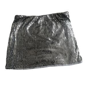 Silver sequin mini skirt SIze XL bling sexy short